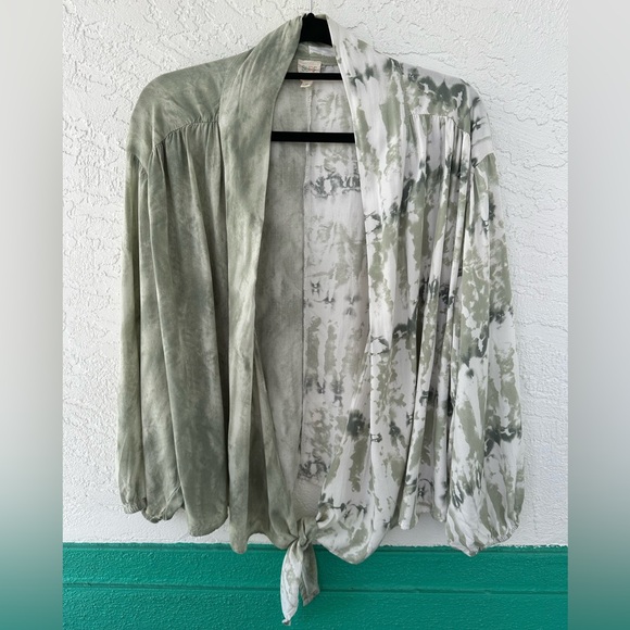 Surf Gypsy Wrap Top Tie Dye Tie Front Long Sleeves Medium Cover Up Shrug Medium - Picture 4 of 13